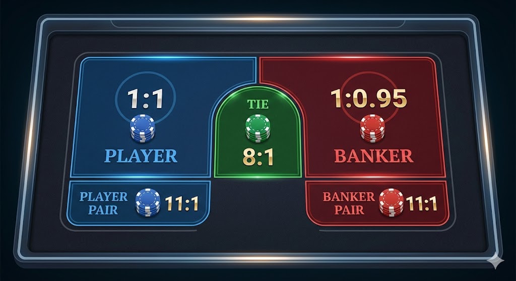 รูปแบบการวางเดิมพันบนโต๊ะบาคาร่า