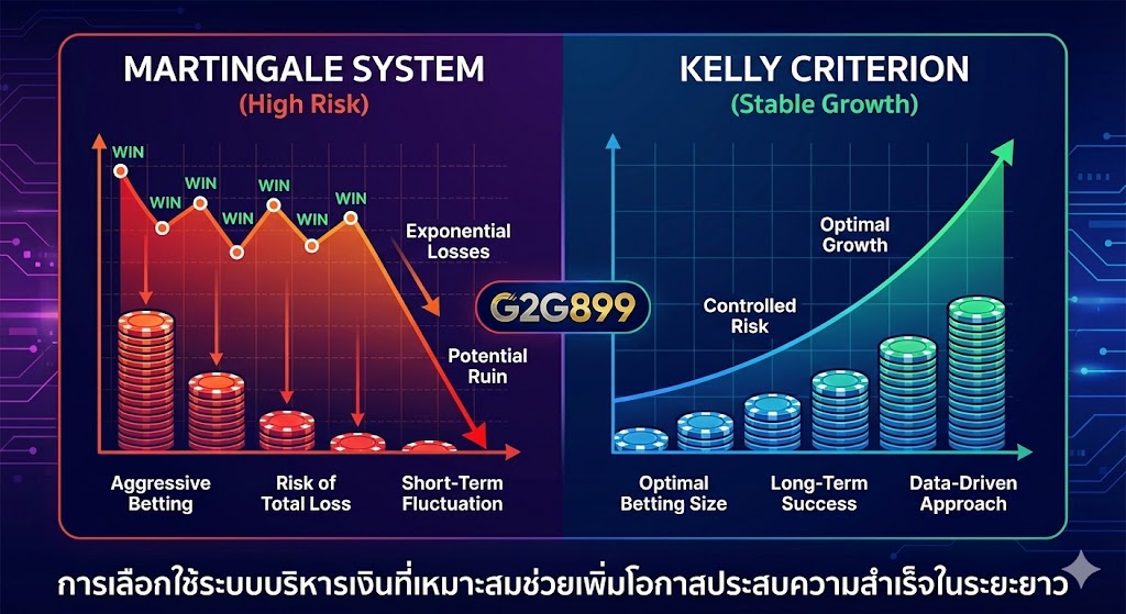 การบริหารเงินในการเล่นบาคาร่าด้วยหลักการ Kelly Criterion vs Martingale