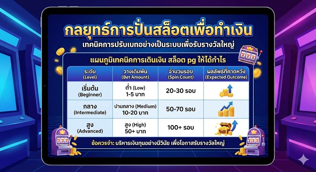 แผนภูมิเทคนิคการเดินเงิน สล็อต pg ให้ได้กำไร