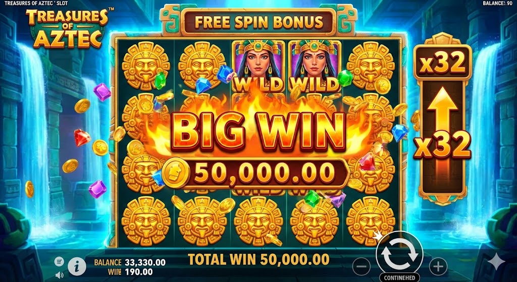 เทคนิคการเล่นสาวถ้ำให้ได้ตัวคูณสูง Treasures of Aztec