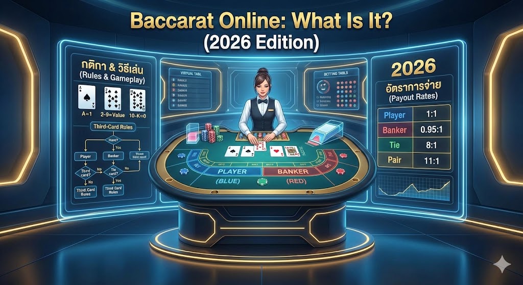 บาคาร่าออนไลน์ คืออะไร? รวมกติกา วิธีเล่น และอัตราจ่าย