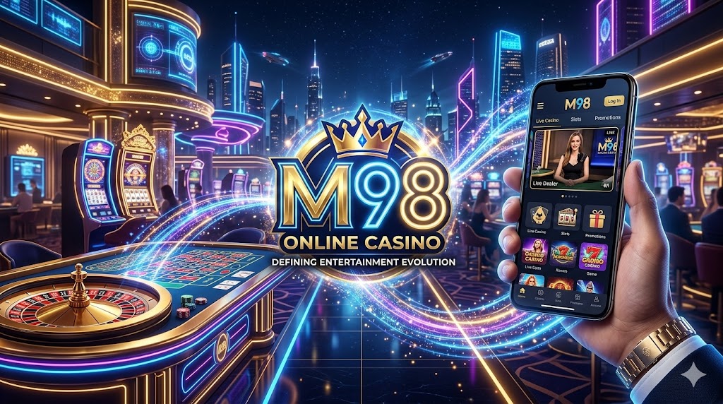 M98 เว็บคาสิโนออนไลน์ที่ทันสมัยและมีความน่าเชื่อถือสูง แสดงภาพลักษณ์ความบันเทิงระดับพรีเมียม