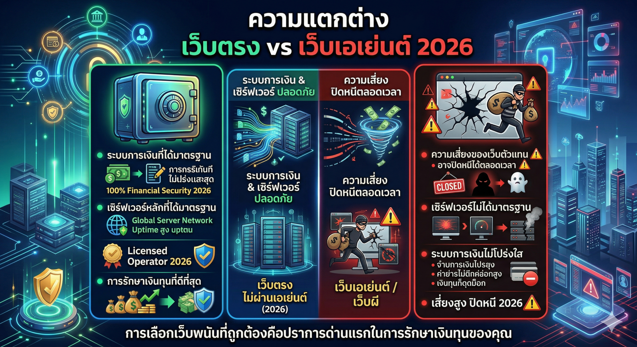 เปรียบเทียบความแตกต่างระหว่างเว็บตรงไม่ผ่านเอเย่นต์และเว็บผีในปี 2026